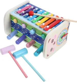 Xylophone Safe Motor Skills Learning for Ages for Interactive Play 1Set Montessori Busy Board Wooden Activity Cube for Pounding bathhouse chronobiology furious Ball 
