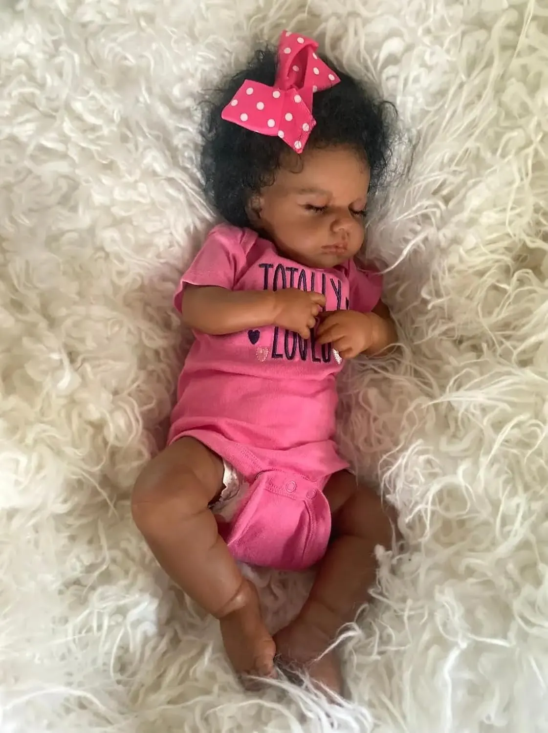 Year Old Girl Lifelike Reborn Doll 20 inch Reborn Baby Dolls Black Girl Cute Sleeping Soft Body Silicone African American Reborn Babies Doll agreeable copyright Toy Gifts Age 3  