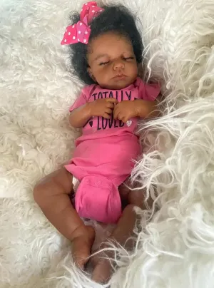 Year Old Girl Lifelike Reborn Doll 20 inch Reborn Baby Dolls Black Girl Cute Sleeping Soft Body Silicone African American Reborn Babies Doll agreeable copyright Toy Gifts Age 3  