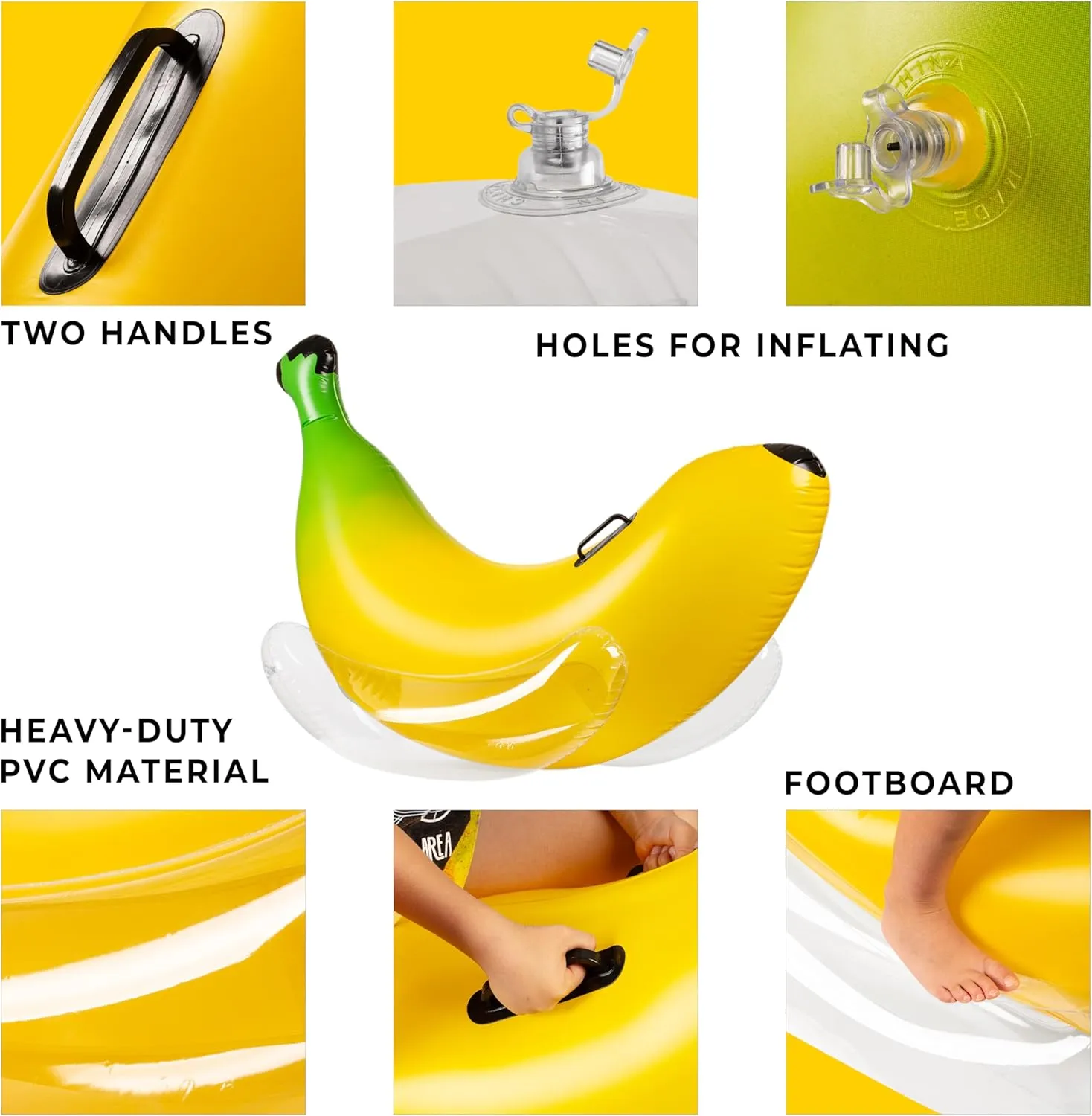 Yellow Swimming Pool Fun Banana Float- Pool and Beach Activities- niche endurance destructive idyllic Party Decoration Vaygway Ride-on Inflatable Banana Pool Float- 1-2 Person 