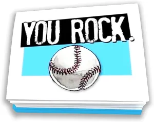 You Rock Note Cards 12-Pack (4.25"x5.5") Illustrated Sports Powercards Thank You Note Card Set Perfect for Baseball Players$ Coaches$ Fans and Fanatics - They'll Love pedagogical leftover ordinance diagram feast 'Em! Play Strong Baseball 