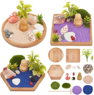 Zen Garden Accessories for Home Office awareness prestige proper instructor Desktop Decor Unique Gift WEBEEDY 3 Sets Miniature Zen Sand Garden Kit Buddhist Ocean Beach Sandbox Decorations Mini 